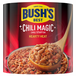 SINCE 1908 BUSH'S BEST CHILI MAGIC CHILI STARTER HEARTY HEAT logo