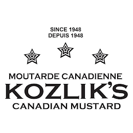 SINCE 1948 DEPUIS 1948 MOUTARDE CANADIENNE KOZLIK'S CANADIAN MUSTARD logo