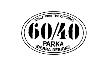 SINCE 1968 THE ORIGINAL 60/40 PARKA SIERRA DESIGNS logo