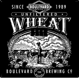 SINCE 1989 BOULEVARD BREWING CO. · UNFILTERED · WHEAT BEER KANSAS CITY MISSOURI logo