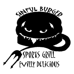 SINFUL BURGER SPORTS GRILL EVILLY DELICIOUS logo