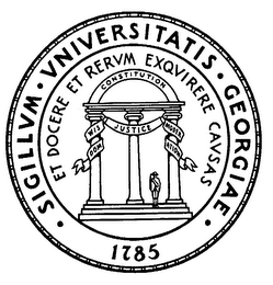 SIQILLVM. VNIVERSITATIS GEORGIAE 1785 ET DOCERE ET RERVM EXQVIRERE CAVSAS CONSTITUTION logo