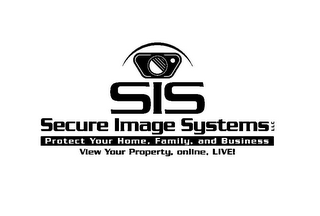 SIS SECURE IMAGE SYSTEMS LLC PROTECT YOUR HOME, FAMILY, AND BUSINESS VIEW YOUR PROPERTY, ONLINE, LIVE! logo