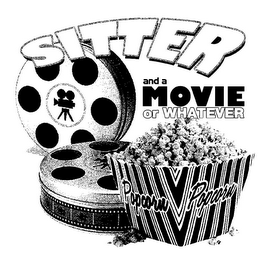 SITTER AND A MOVIE OR WHATEVER POPCORN PORPCORN logo