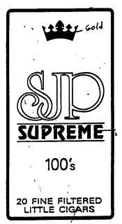 SJP SUPREME 100'S 20 FINE FILTERED LITTLE CIGARS logo