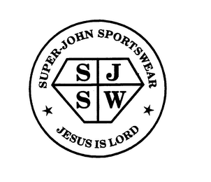 SJSW SUPER-JOHN SPORTSWEAR JESUS IS LORD logo