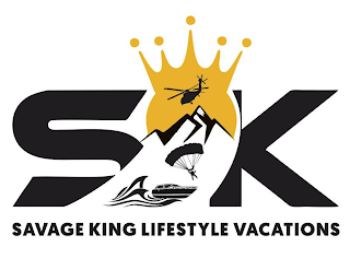 SK SAVAGE KING LIFESTYLE VACATIONS logo