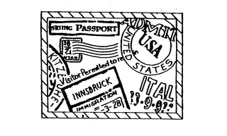 SKIING PASSPORT 38 7 UTAH ADMIT USA UNITED STATES VISITOR PERMITTED TO RE INNSBRUCK IMMIGRATION -3-28 ITAL ??-9-9?? logo