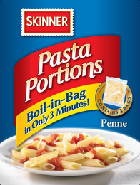 SKINNER PASTA PORTIONS BOIL-IN-BAG IN ONLY 3 MINUTES! CONTAINS 3 BAGS PENNE logo