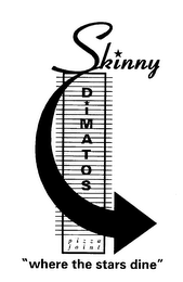 SKINNY DIMATOS PIZZA JOINT "WHERE THE STARS DINE" logo
