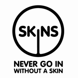 SKINS NEVER GO IN WITHOUT A SKIN logo