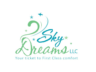 SKY DREAMS LLC YOUR TICKET TO FIRST CLASS COMFORT logo