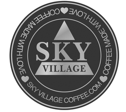 SKY VILLAGE SKY VILLAGE COFFEE.COM COFFE MADE WITH LOVE COFFEE MADE WITH LOVE logo