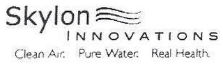 SKYLON INNOVATIONS CLEAN AIR. PURE WATER. REAL HEALTH. logo