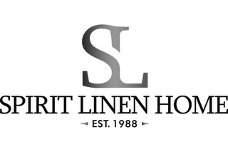 SL SPIRIT LINEN HOME EST. 1988 logo