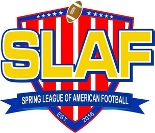 SLAF SPRING LEAGUE OF AMERICAN FOOTBALL EST. 2016. logo