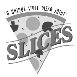 SLICES "A UNIQUE STYLE PIZZA JOINT" logo