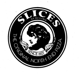 SLICES BY REGINA THE ORIGINAL NORTH-END PIZZA BUONO CIBO SINCE 1927 logo
