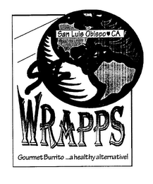 SLO WRAPPS GOURMET BURRITO ...A HEALTHY ALTERNATIVE! SUN LUIS OBISPO CA logo