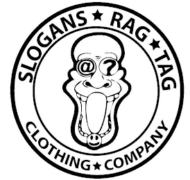 SLOGANS RAG TAG @ ? CLOTHING COMPANY logo