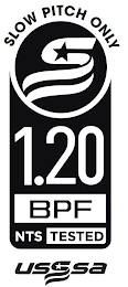 SLOW PITCH ONLY S 1.20 BPF NTS TESTED USSSA logo