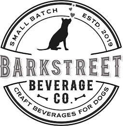 SMALL BATCH ESTD. 2019 CRAFT BEVERAGES FOR DOGS BARKSTREET BEVERAGE CO. logo