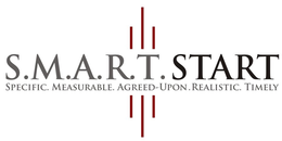 S.M.A.R.T. START SPECIFIC. MEASURABLE. AGREED-UPON. REALISTIC. TIMELY logo
