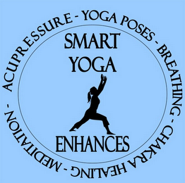 SMART YOGA ENHANCES, YOGA POSES, BREATHING, CHAKRA HEALING, MEDITATION, ACUPRESSURE logo