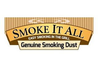SMOKE IT ALL EASY SMOKING IN THE GRILL GENUINE SMOKING DUST logo