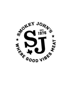 SMOKEY JOHN'S SJ EST. 1976 WHERE GOOD VIBES MEAT logo