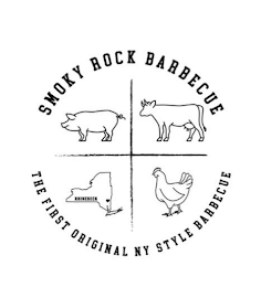 SMOKY ROCK BARBEQUE THE FIRST ORIGINAL NY STYLE BARBEQUE RHINEBECK logo