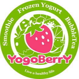 SMOOTHIE FROZEN YOGURT BUBBLETEA YOGOBERRY LIVE A HEALTHY LIFE logo