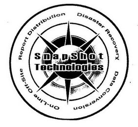 SNAPSHOT TECHNOLOGIES ON-LINE OFF-SITE REPORT DISTRIBUTION DISASTER RECOVERY DATA CONVERSION logo