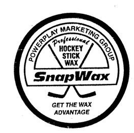 SNAPWAX PROFESSIONAL HOCKEY STICK WAX GET THE WAX ADVANTAGE POWERPLAY MARKETING GROUP logo