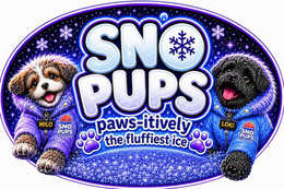 SNO PUPS PAWS-ITIVELY THE FLUFFIEST ICE SNO PUPS SHAVED ICE MILO LOKI logo