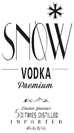 SNOW VODKA PREMIUM CLASSIC FLAVOUR 5 TIMES DISTILLED IMPORTED 40% ALC. BY VOL. logo