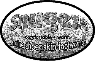 SNUGEZE COMFORTABLE WARM GENUINE SHEEPSKIN FOOTWARMERS logo