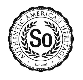 SO AUTHENTIC AMERICAN HERITAGE EST. 2007 logo