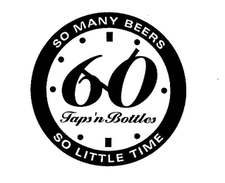 SO MANY BEERS SO LITTLE TIME 60 TAPS 'N BOTTLES logo