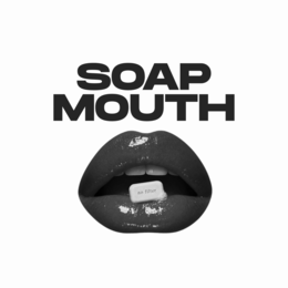 SOAP MOUTH WITH LIPS AND A SOAP BAR WITH THE WORDS NO FILTER logo