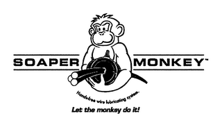 SOAPER MONKEY HANDS-FREE WIRE LUBRICATING SYSTEM. LET THE MONKEY DO IT! logo