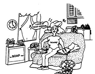 SOAPIE I LOVE MY SOAP OPERAS THE SOAP DEPT. OFFICE WORK LAUNDRY logo