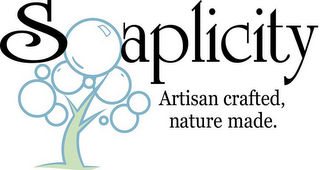 SOAPLICITY ARTISAN CRAFTED, NATURE MADE. logo