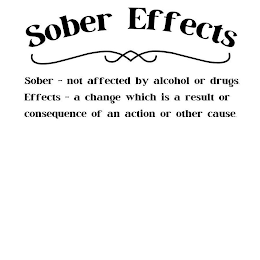 SOBER EFFECTS - SOBER - NOT AFFECTED BY ALCOHOL OR DRUGS. EFFECTS - A CHANGE WHICH IS A RESULT OR CONSEQUENCE OF AN ACTION OR OTHER CAUSE. logo