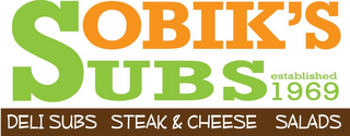 SOBIK'S SUBS ESTABLISHED 1969 DELI SUBSSTEAK & CHEESE SALADS logo