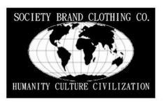 SOCIETY BRAND CLOTHING CO. HUMANITY CULTURE CIVILIZATION logo
