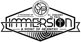 SOCIETY OF ST. VINCENT DE PAUL U.S.A. ST V DE P A PROGRAM OF ST. VINCENT DE PAUL IMMERSION A POINT OF REENTRY logo