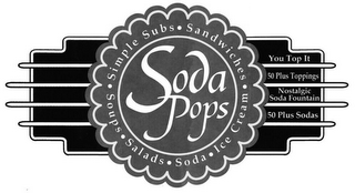 SODA POPS · SIMPLE SUBS · SANDWICHES · SOUPS · SALADS · SODA · ICE CREAM YOU TOP IT 50 PLUS TOPPINGS NOSTALGIC SODA FOUNTAIN 50 PLUS SODAS logo