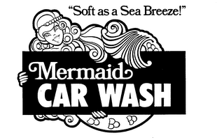 "SOFT AS A SEA BREEZE!" MERMAID CAR WASH logo