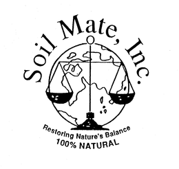 SOIL MATE, INC. RESTORING NATURE'S BALANCE 100% NATURAL logo